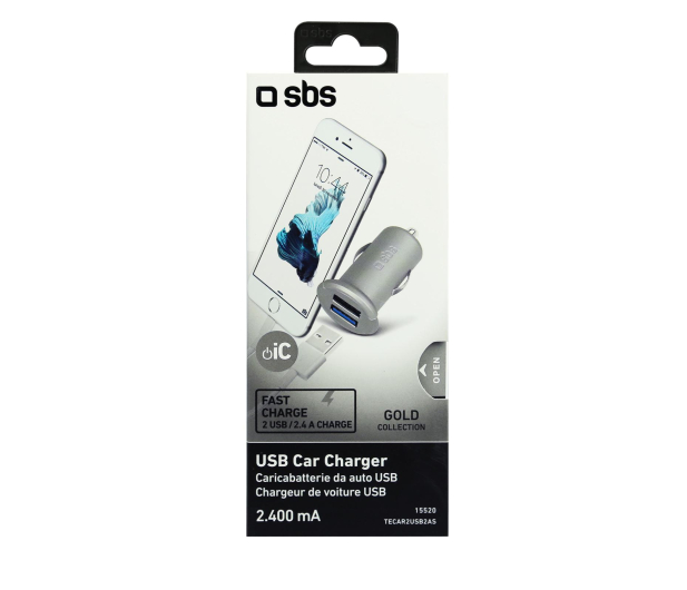 SBS Ladowarka Samochodowa SBS 2.4 A 2 USB Srebrna - 1436375 - zdjęcie 2